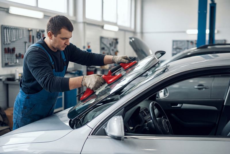 Auto glass technician at work near Atlanta